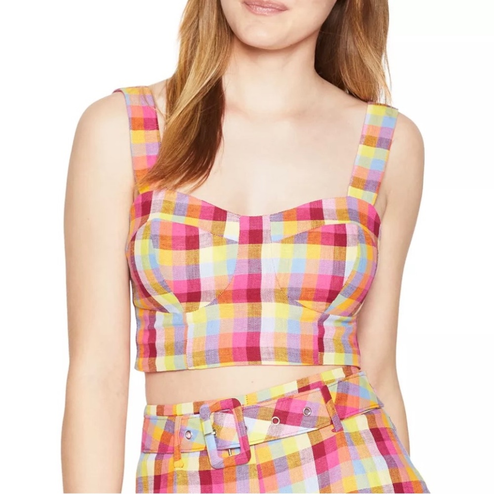 ISO BCBGeneration Jaime Crop Bustier Multi Plaid Size Small